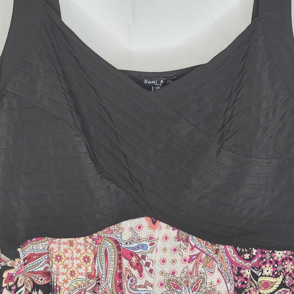 Sami & Jo 3X Boho Dress Black Multicolor Paisley Print 2739-R